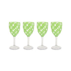 Green Check Acrylic Wine Goblets, Set of 4