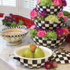 Mackenzie-Childs Courtly Check, Black and White Checked Enamel Everyday Bowl - Large