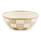 Mackenzie-Childs Mocha Check, brown and white checked everyday bowl
