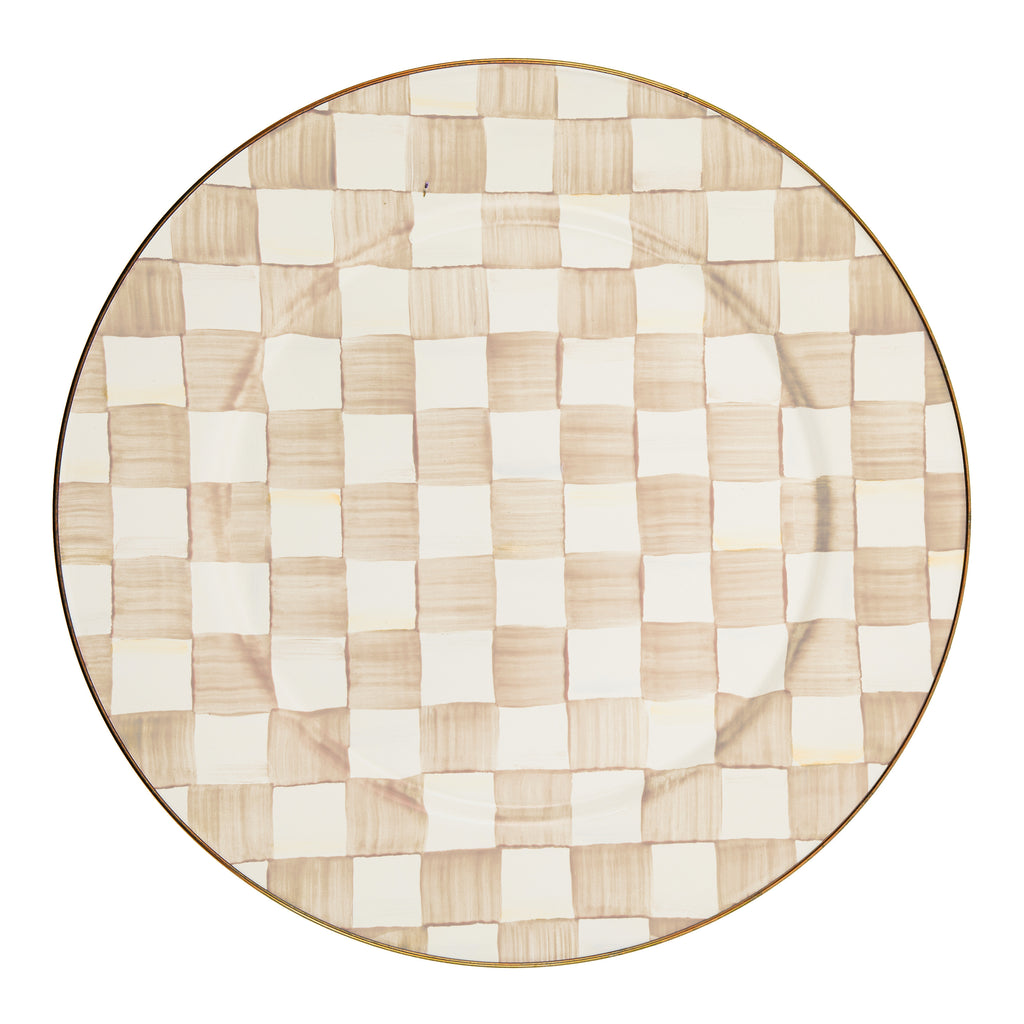 Mackenzie-Childs Mocha Check, brown and white checked serving platter