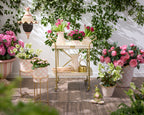 MacKenzie-Childs Rosy Check It Out Planters, Set of 2