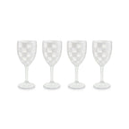 White Check Acrylic Wine Goblets, Set of 4