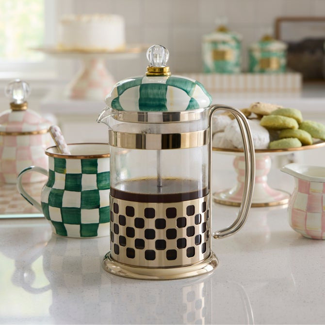 MacKenzie-Childs Emerald Check French Press