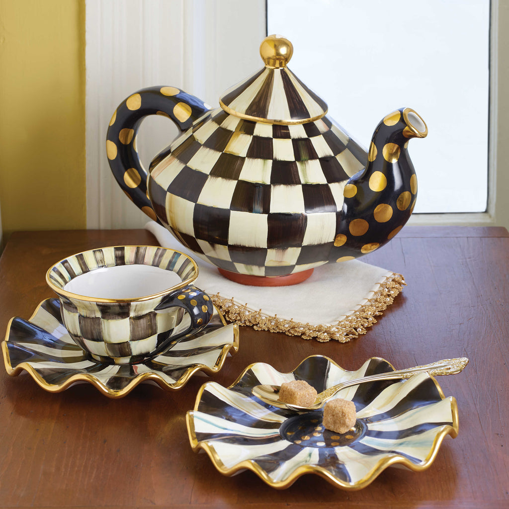 Mackenzie-Childs Courtly Check, Black and White Checked Teapot
