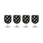 Black Check Acrylic Water Goblets, Set of 4