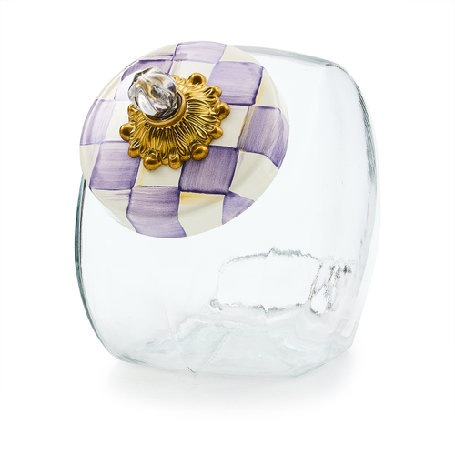 Cookie Jar With Violet Check Lid