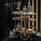 Mackenzie-Childs Courtly Check, Black and White Checked 3260 Wine Cooler