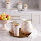 Mackenzie-Childs Rosy Check, pink and white checked large compote
