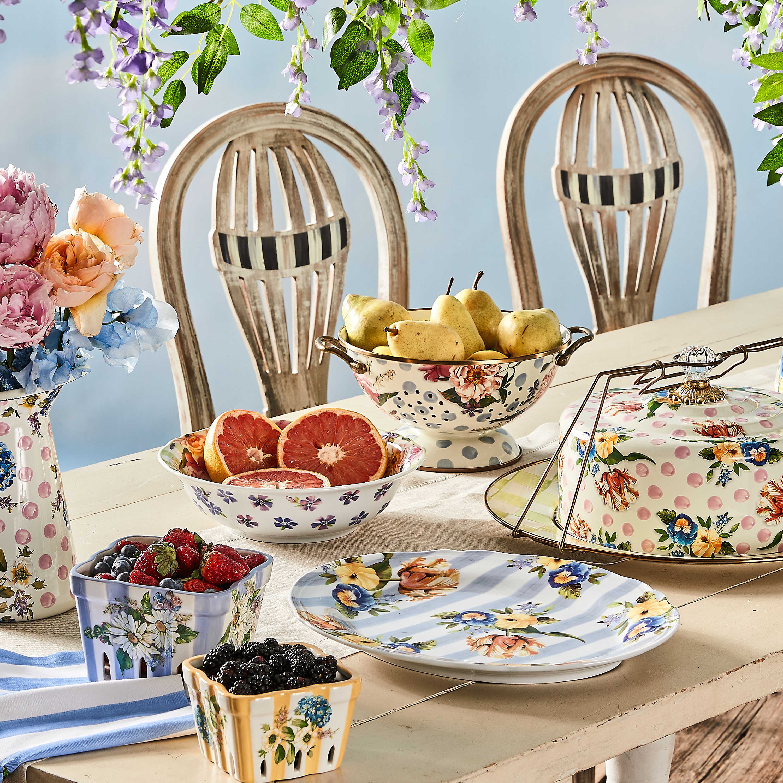 Mackenzie-Childs Wildflowers Serving Platter - Blue
