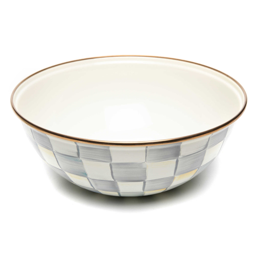 Mackenzie-Childs Sterling Check, Grey and White Checked Medium Everyday Bowl