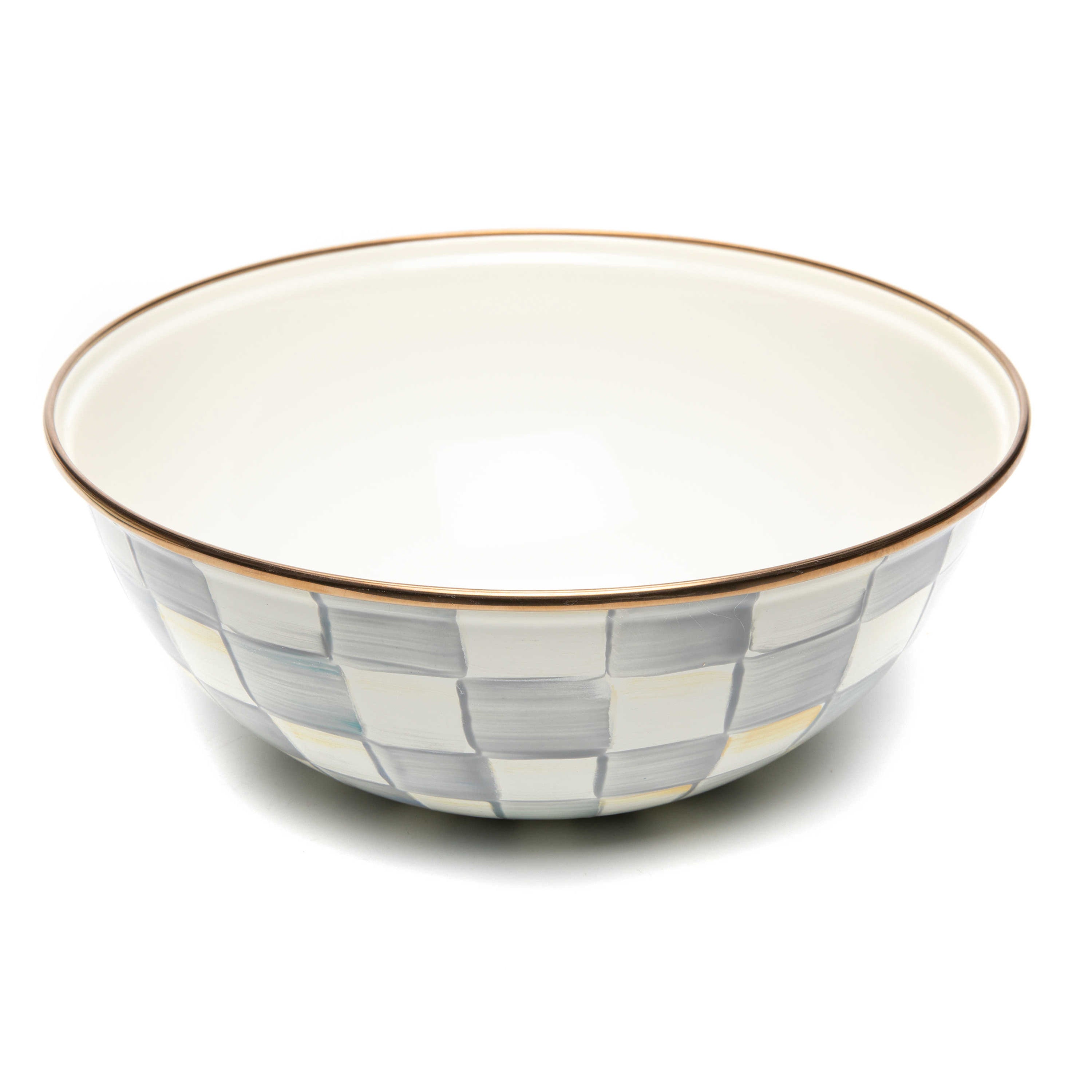 Mackenzie-Childs Sterling Check, Grey and White Checked Medium Everyday Bowl