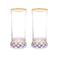 Violet Check Highball Glass, Set of 2