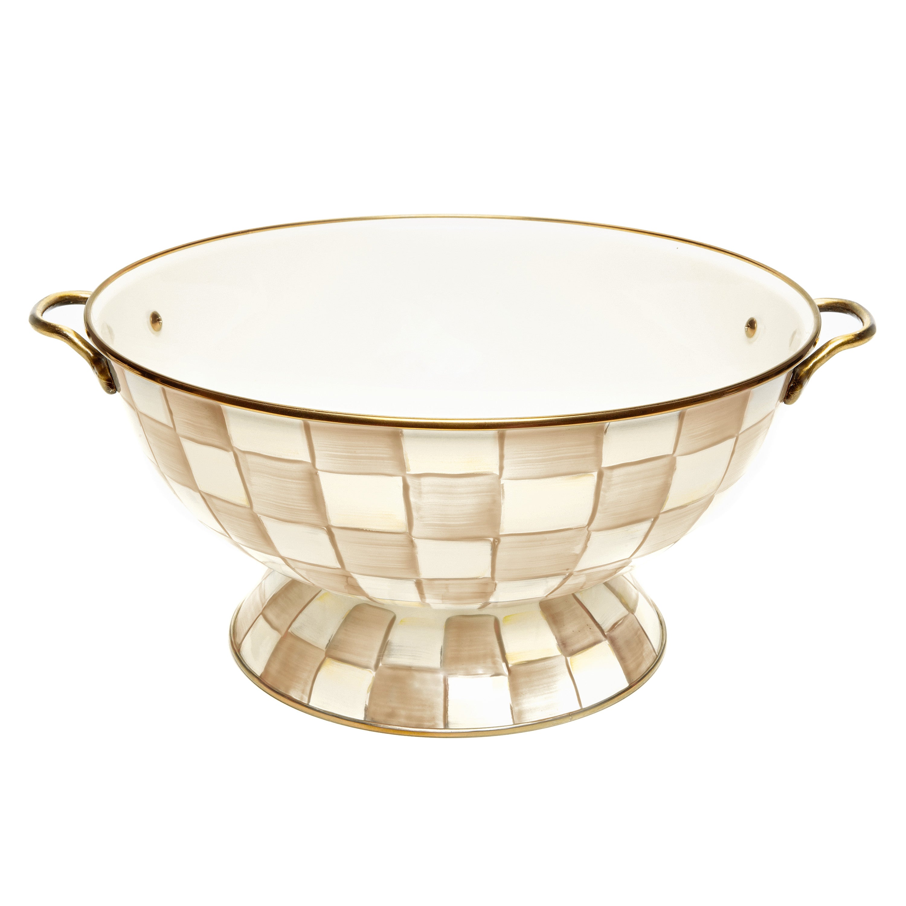 Mackenzie-Childs Mocha Check, brown and white checked everything bowl