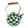 Mackenzie-Childs Emerald Check, Green and white checked whistling tea kettle