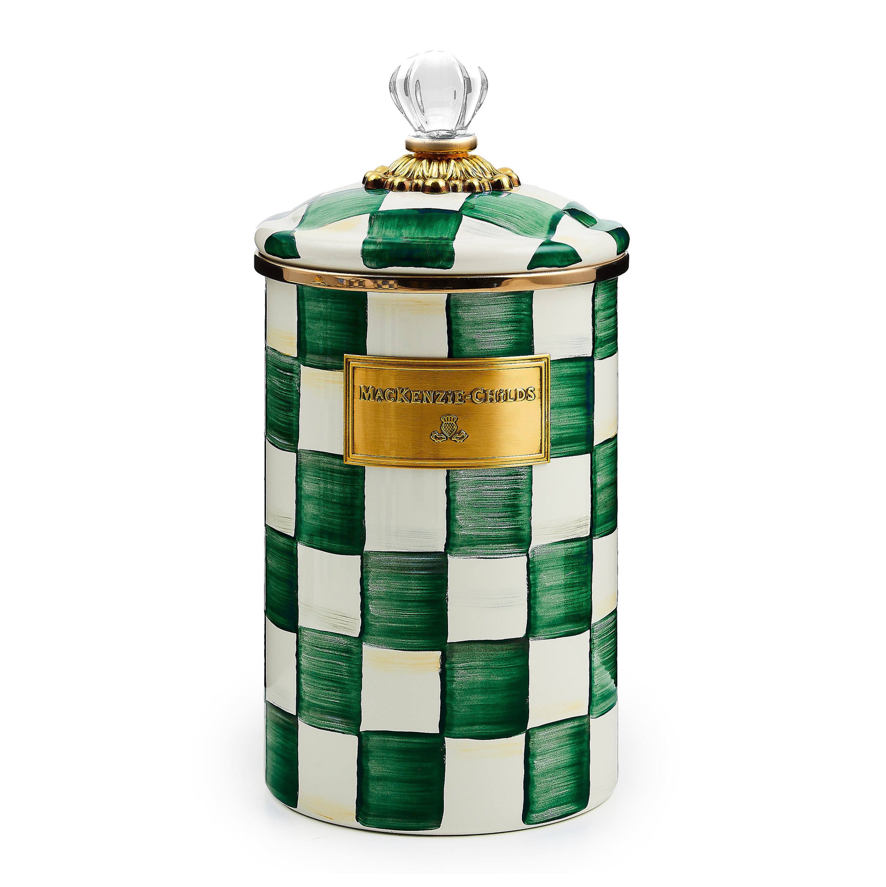 Mackenzie-Childs Emerald Check, Green and white checked large canister