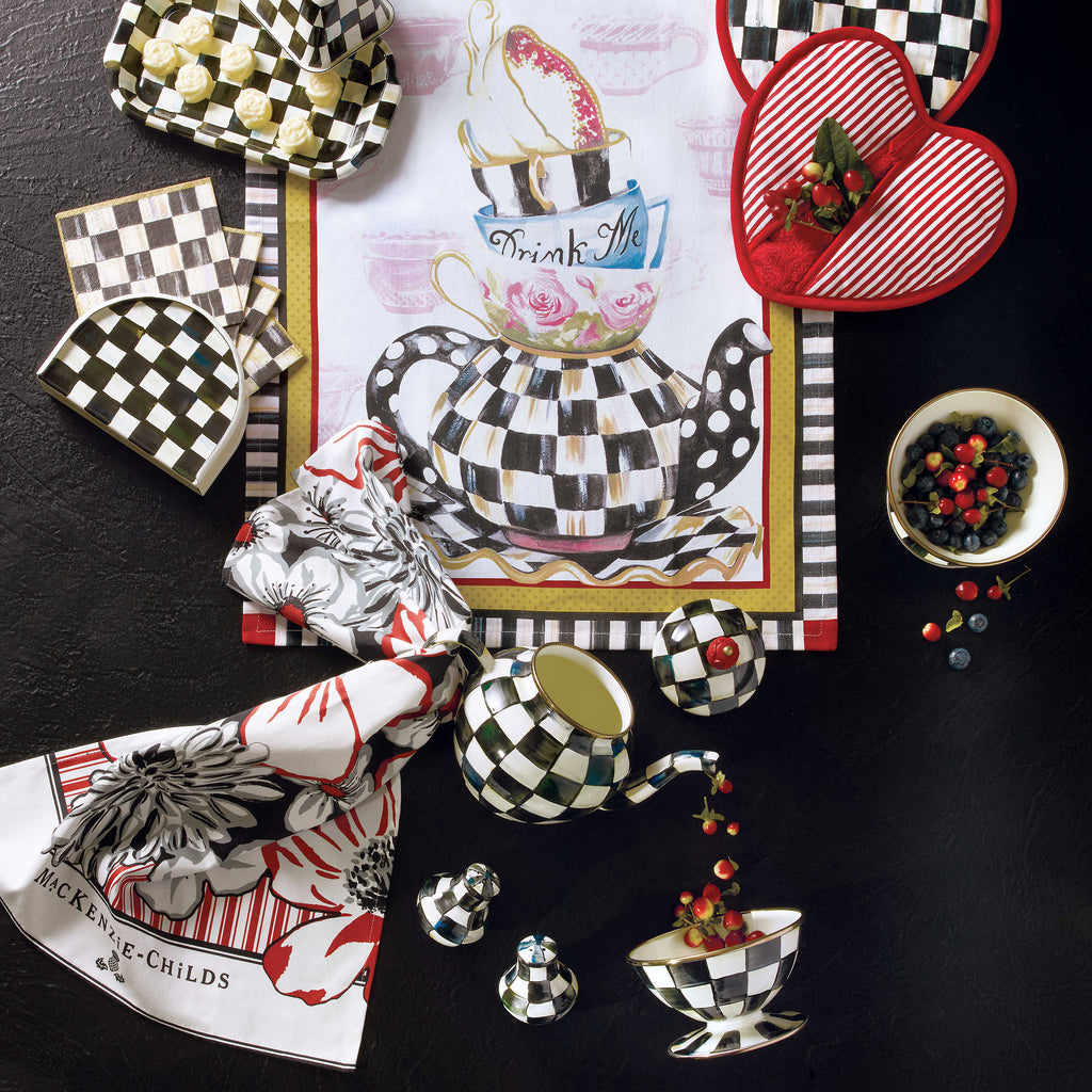 Mackenzie-Childs Courtly Check, Black and White Checked Enamel Napkin Holder