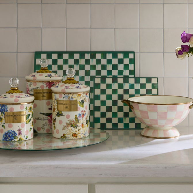 MacKenzie-Childs Emerald Check Glass Cutting Boards, Set Of 2