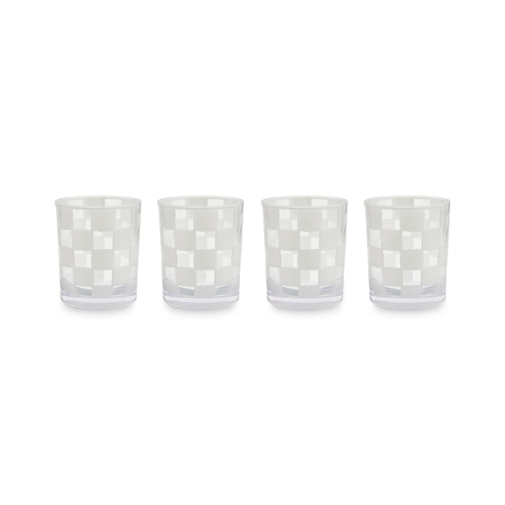 White Check Acrylic Tumblers, Set of 4