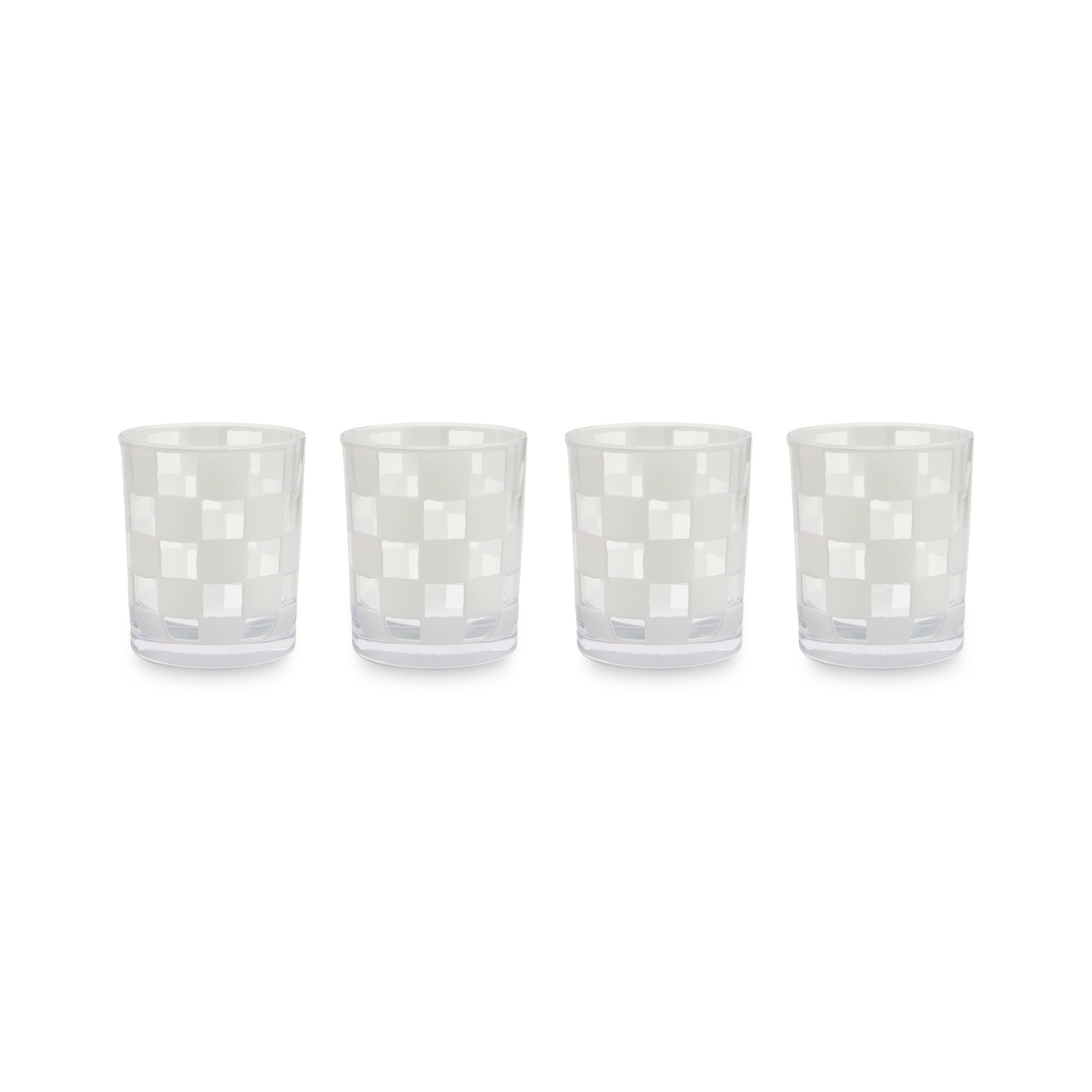 White Check Acrylic Tumblers, Set of 4