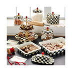 Mackenzie-Childs Courtly Check, Black and White Checked Enamel Recipe Box