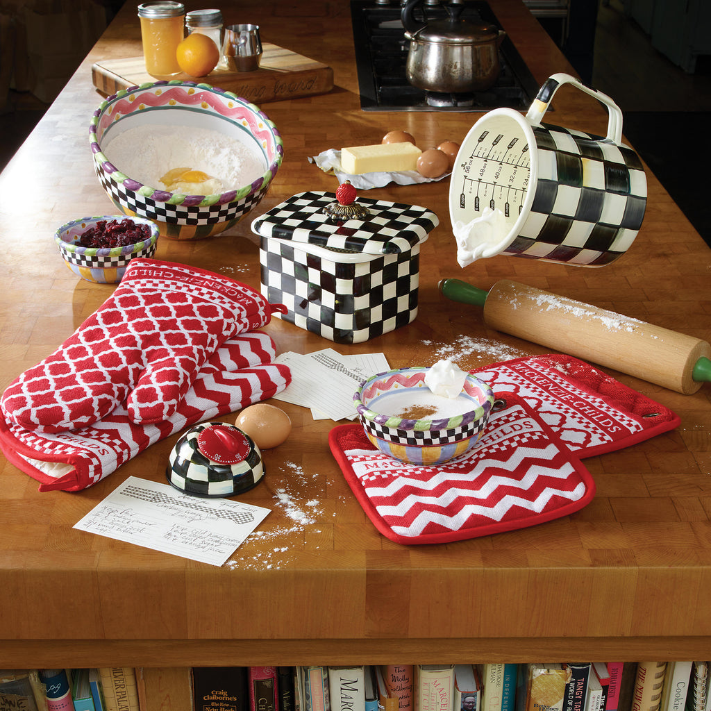 Mackenzie-Childs Courtly Check, Black and White Checked Enamel Recipe Box