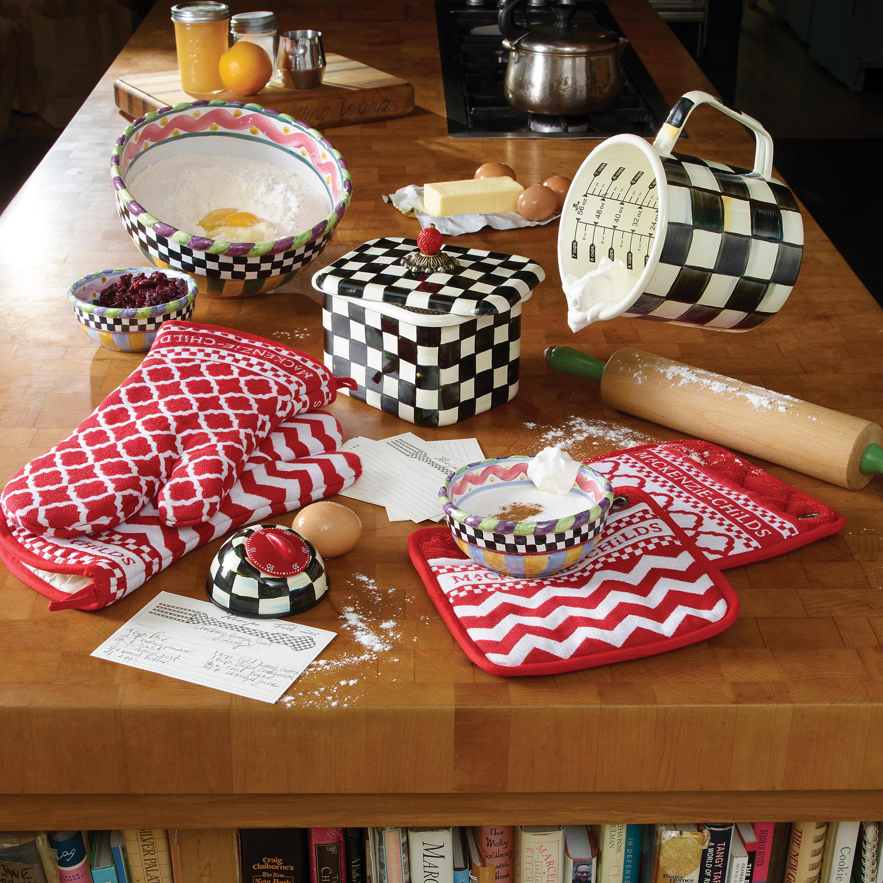 Mackenzie-Childs Courtly Check, Black and White Checked Enamel Recipe Box