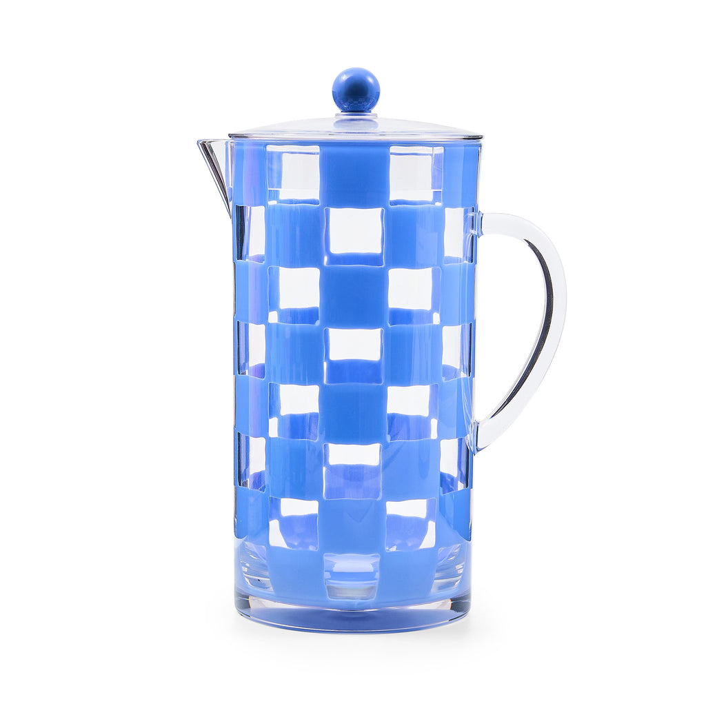 Blue Check Acrylic Pitcher