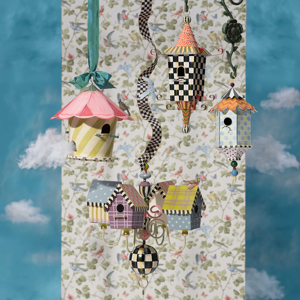 MacKenzie-Childs, Hand Painted Hollyhock Birdhouse