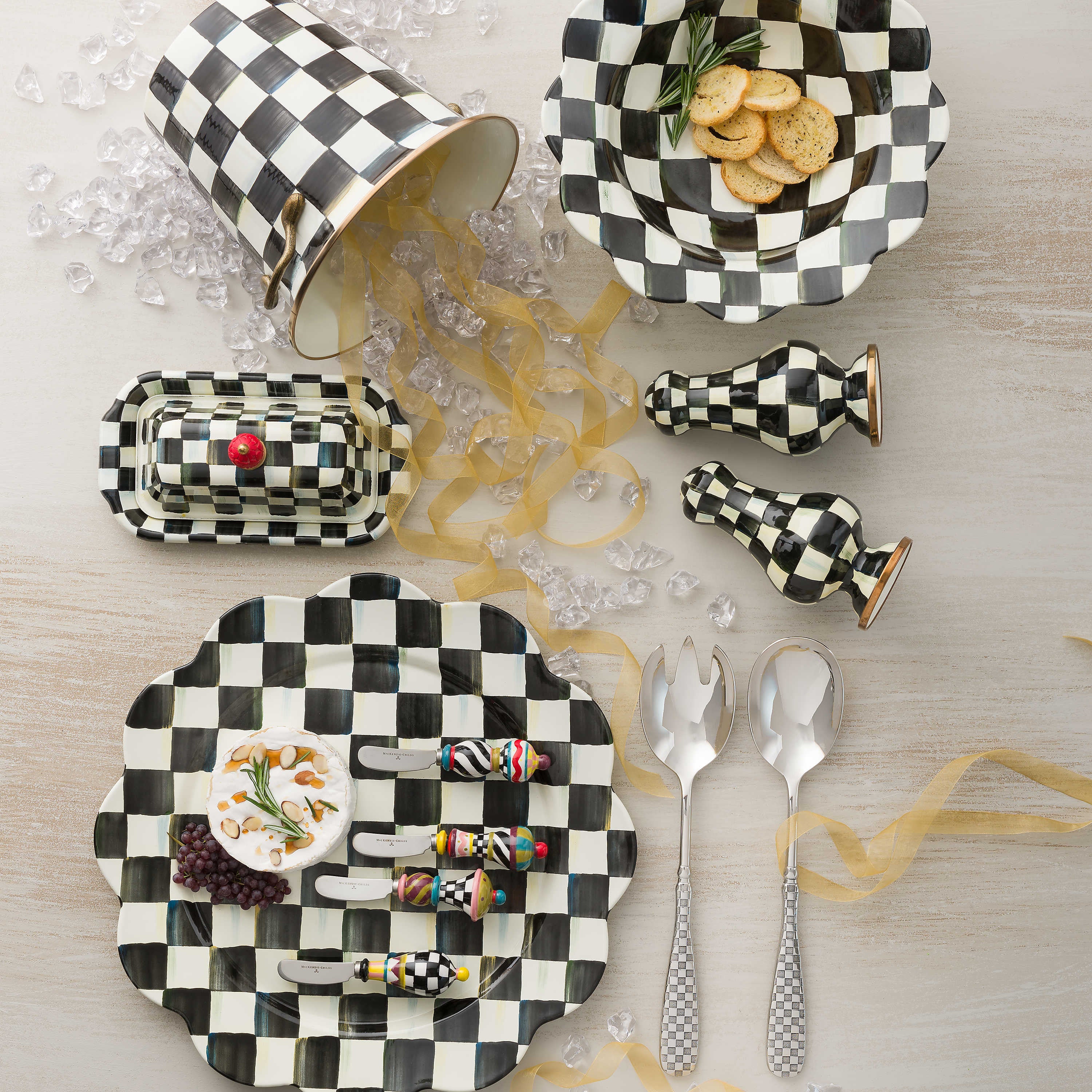 MacKenzie-Childs Courtly Check Enamel Salt and Pepper Shakers