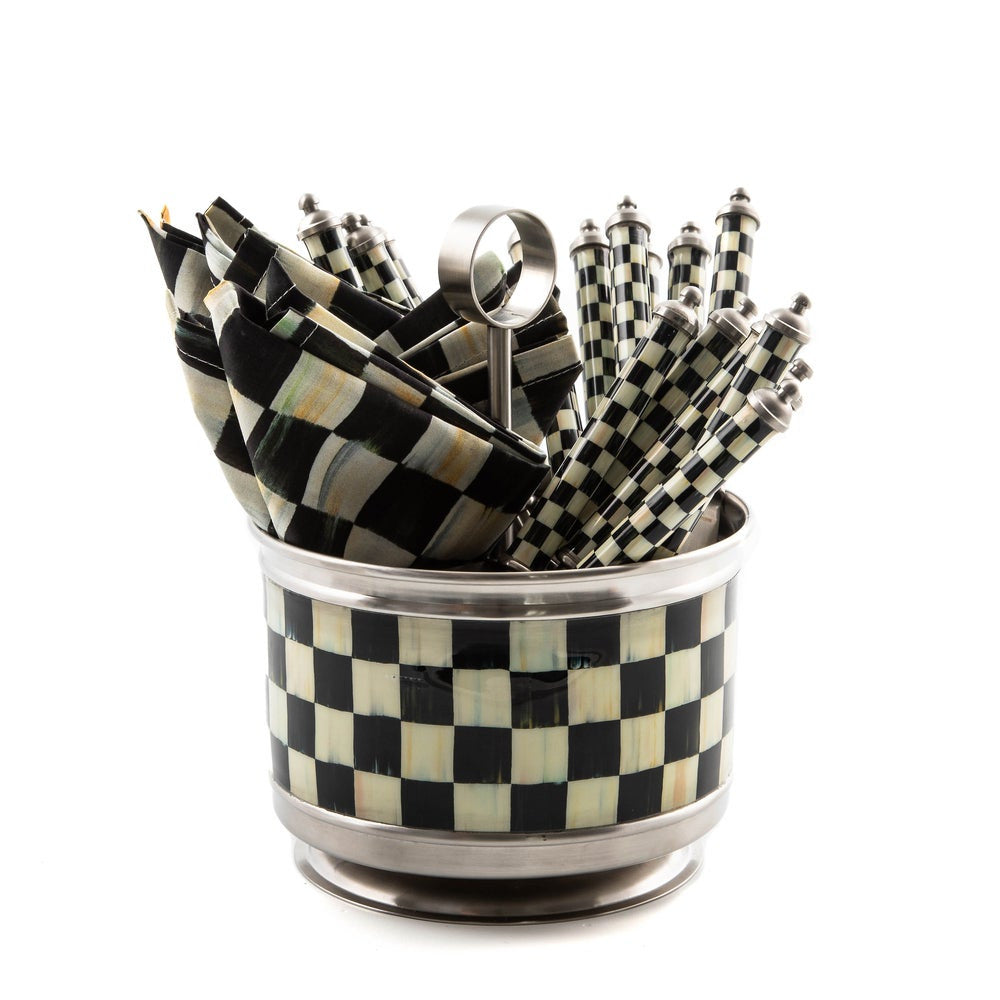 Supper Club Flatware Caddy - Courtly Check with Napkins