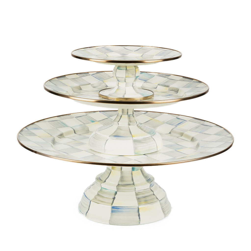 MacKenzie-Childs Sterling Check Pedestal Platters