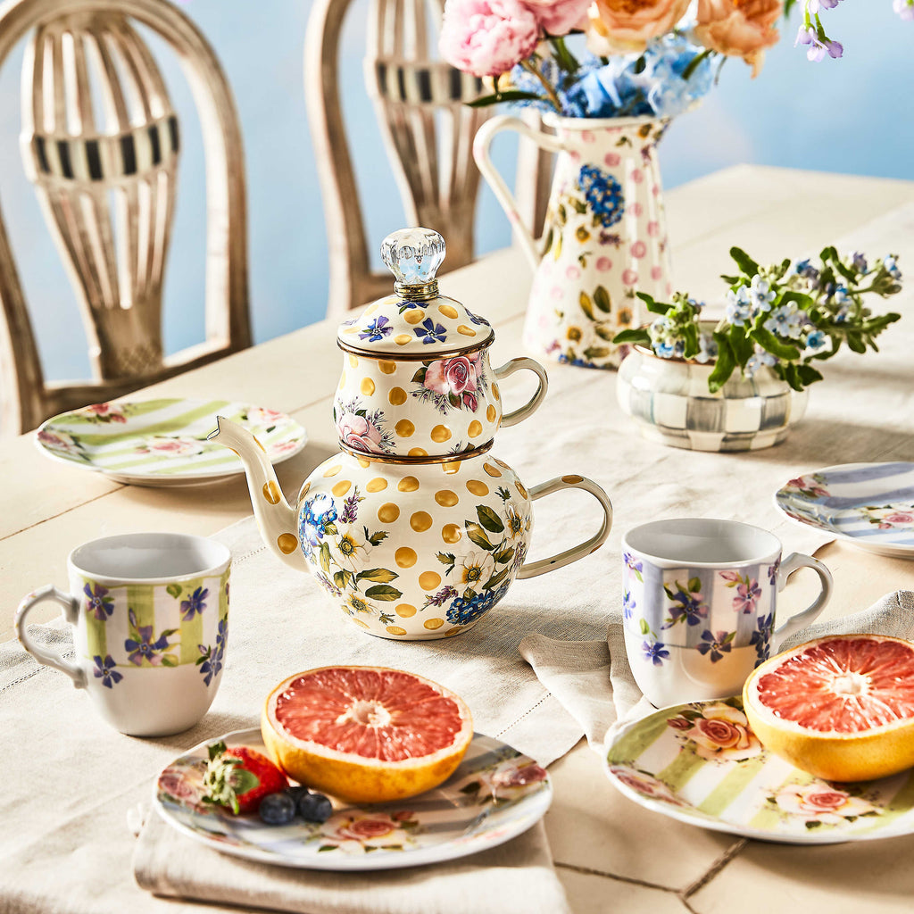 MacKenzie-Childs Wildflowers Enamel High Tea - Yellow