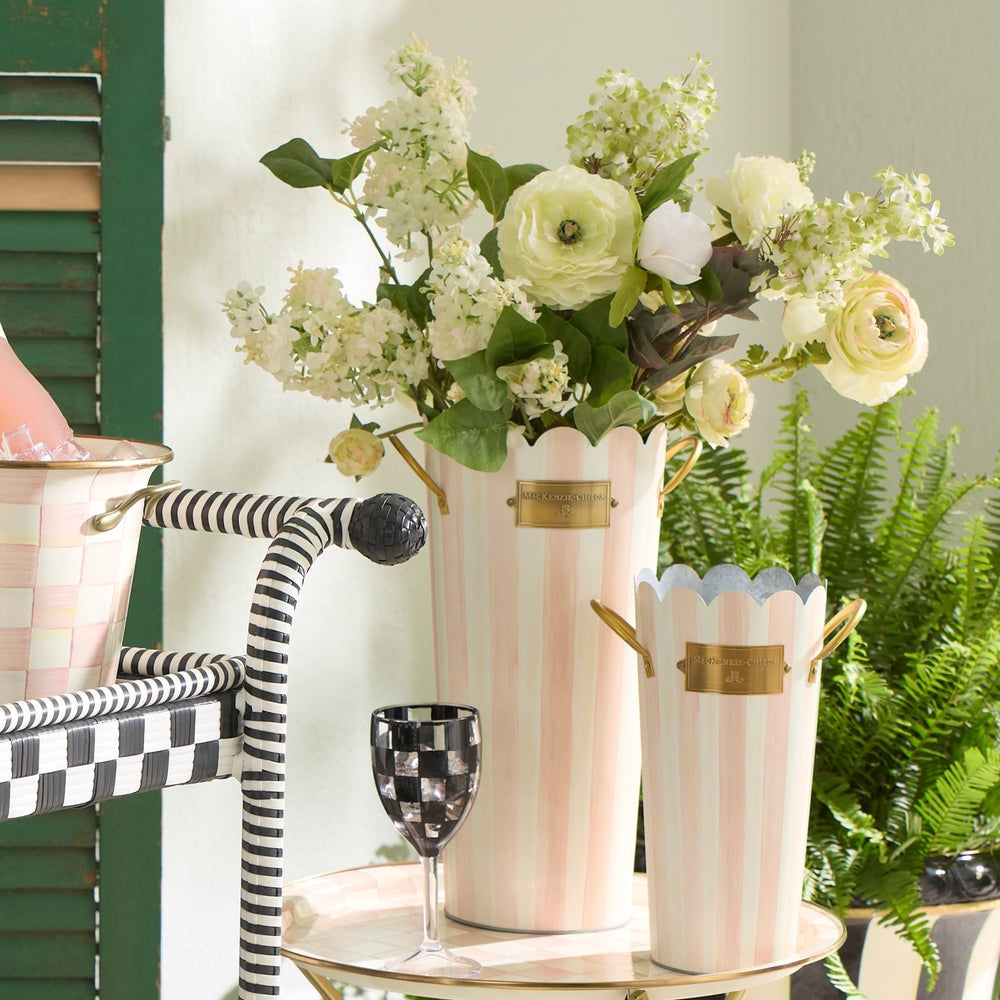 Rosy Stripe Flower Buckets, Set of 3