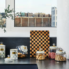 Mackenzie-Childs Sterling Check, Grey and White Checked Kitchen Canister - Small