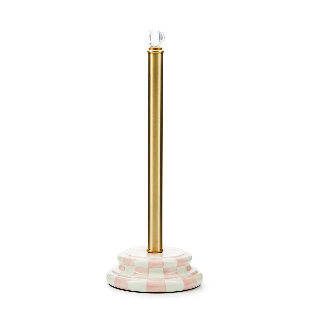 Mackenzie-Childs Rosy Check, pink and white checked toilet tissue storage