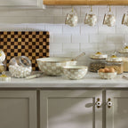 Mackenzie-Childs Mocha Check, brown and white checked everyday bowl
