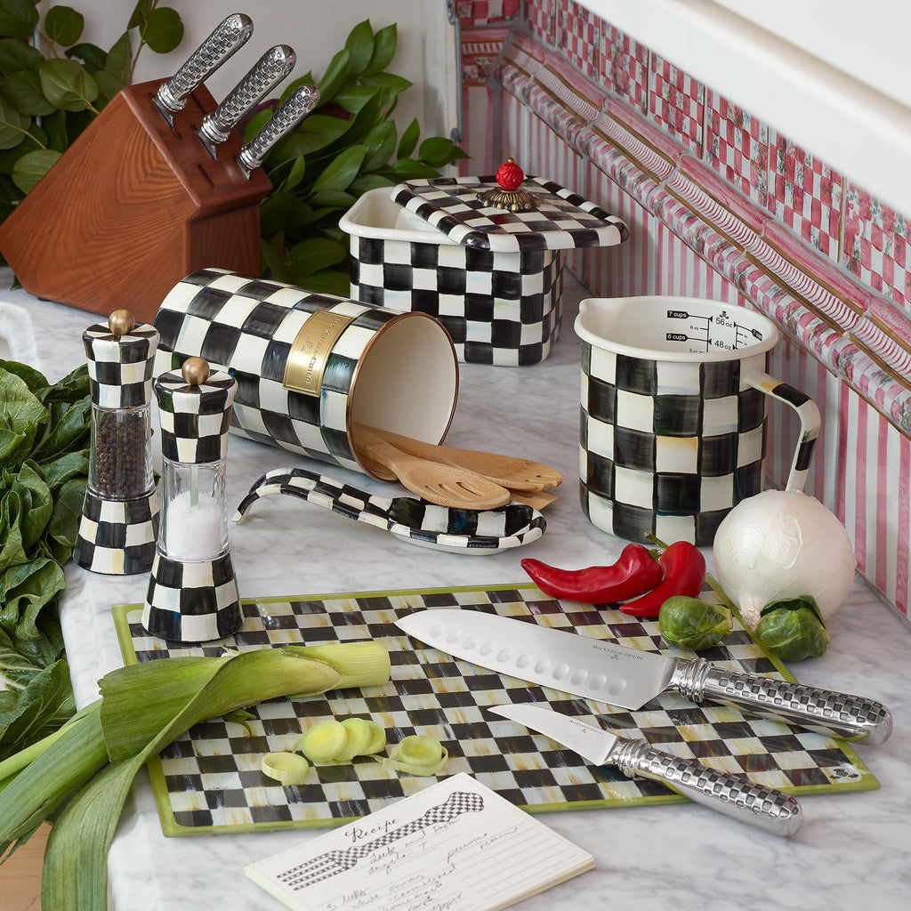 Mackenzie-Childs Courtly Check, Black and White Checked Enamel Recipe Box