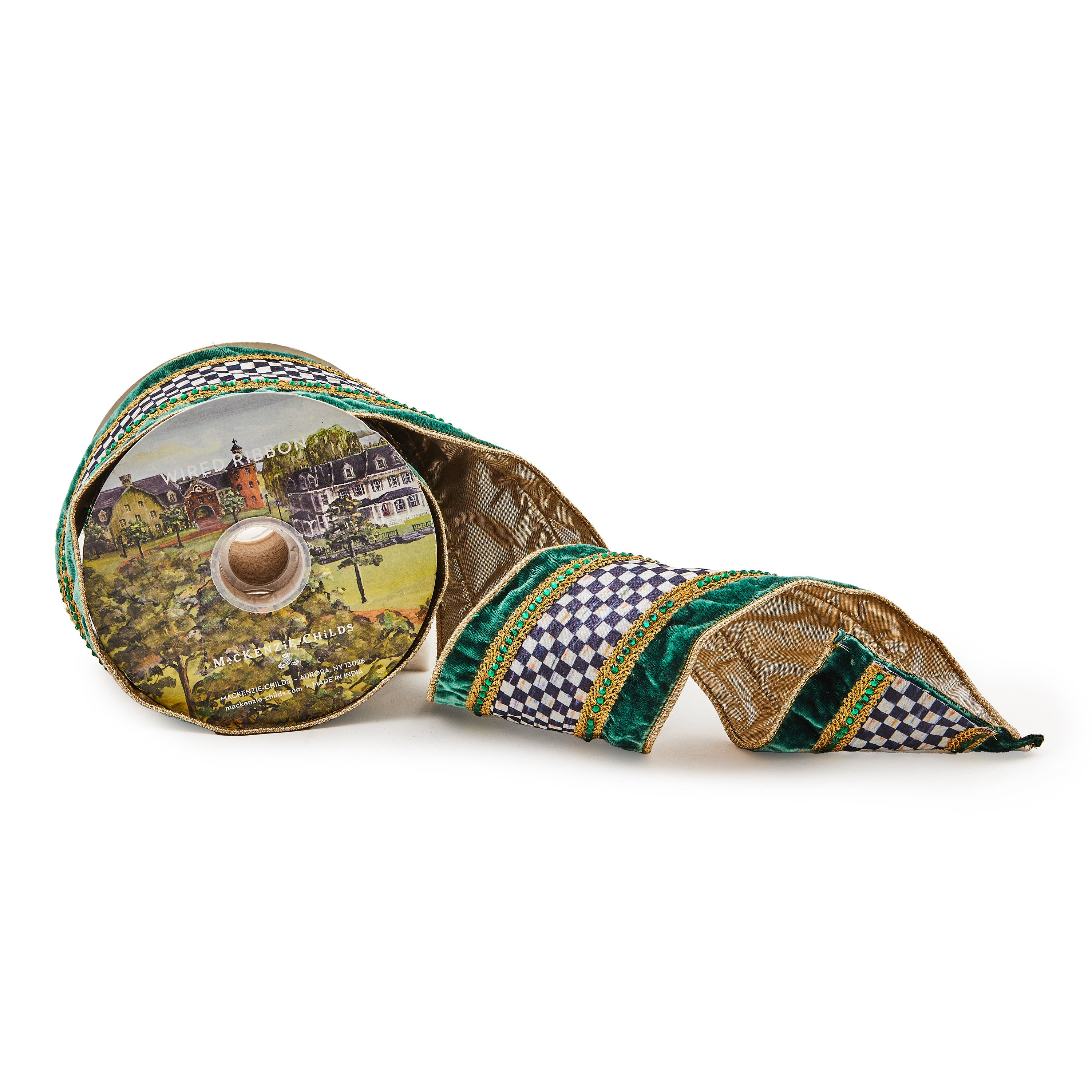 Mackenzie-Childs Emerald Luxe 4" Ribbon