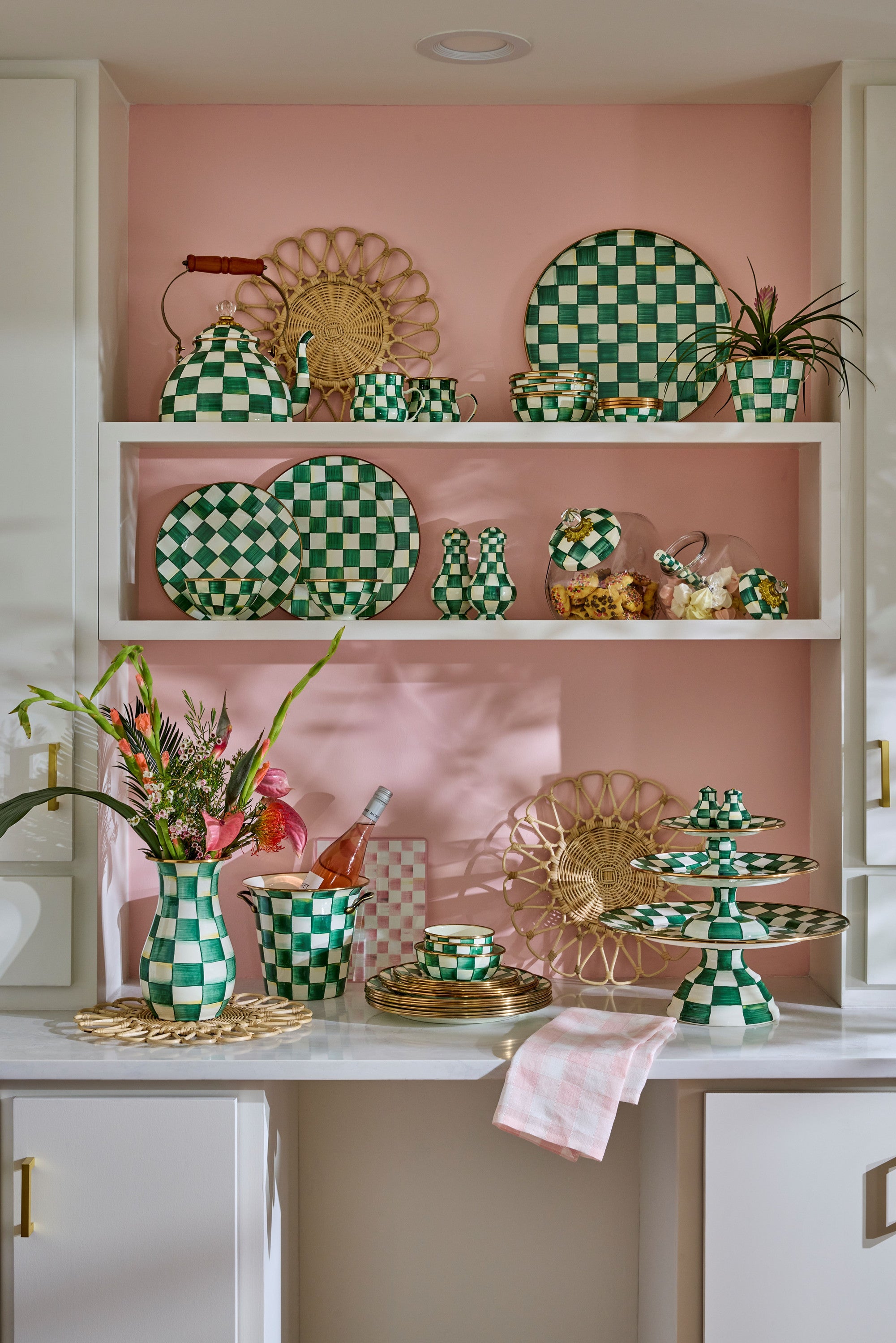 Mackenzie-Childs Emerald Check, Green and white checked everyday bowl