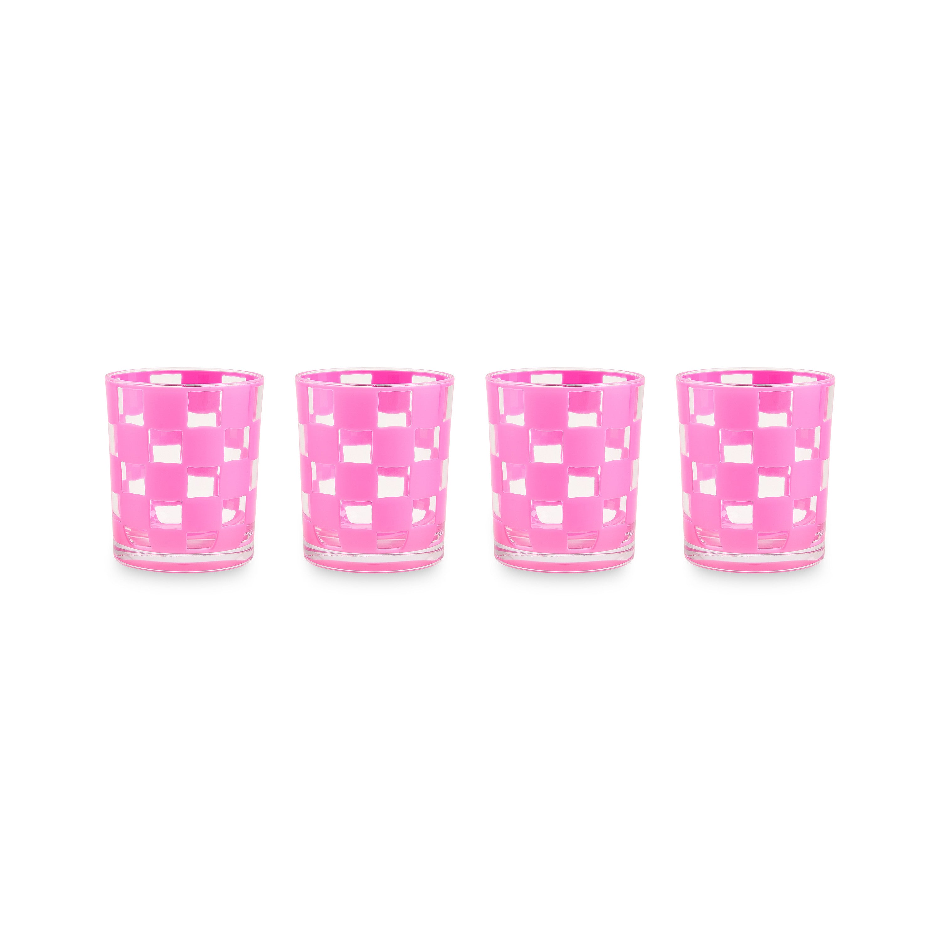 Pink Check Acrylic Tumblers, Set of 4