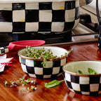 Mackenzie-Childs Courtly Check, Black and White Checked Enamel Pinch Bowl