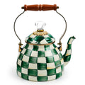 Mackenzie-Childs Emerald Check, green and white checked 2 quart tea kettle