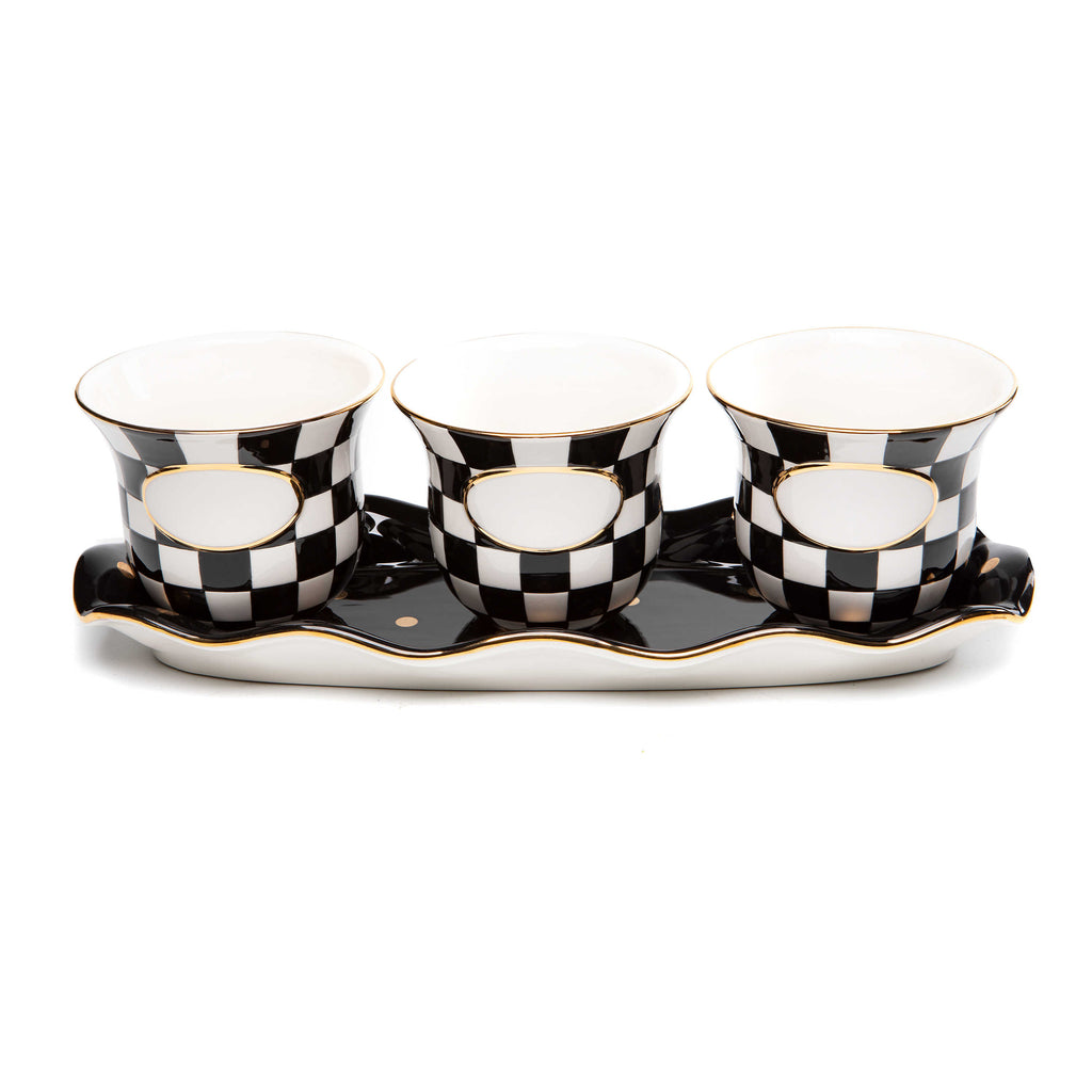 Mackenzie-Childs Courtly Check, Black and White Checked Herb Garden Set