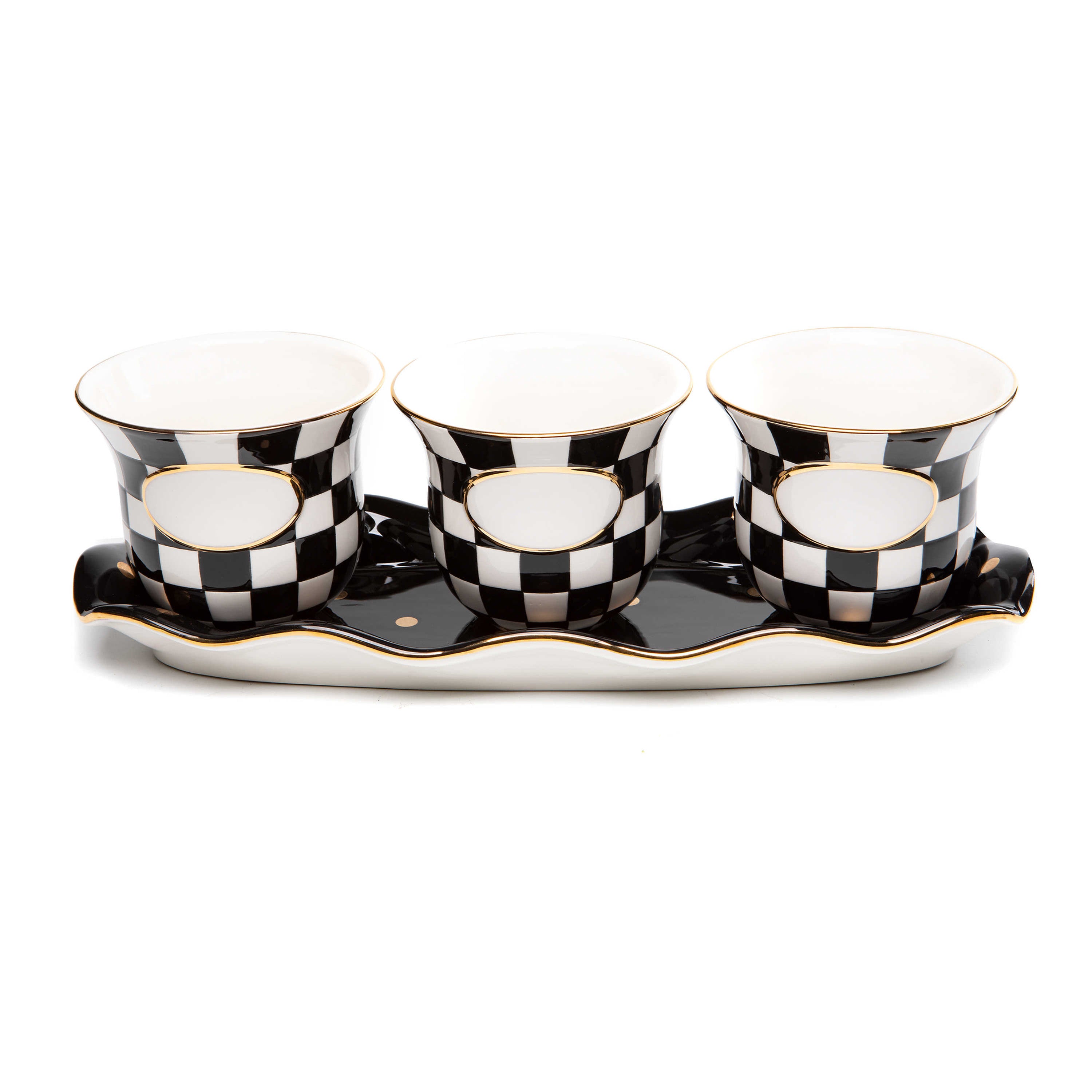 Mackenzie-Childs Courtly Check, Black and White Checked Herb Garden Set