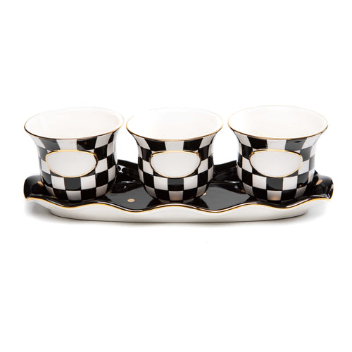 Mackenzie-Childs Courtly Check, Black and White Checked Herb Garden Set