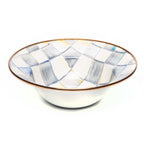 Mackenzie-Childs Sterling Check, Grey and White Checked Enamel Breakfast Bowl