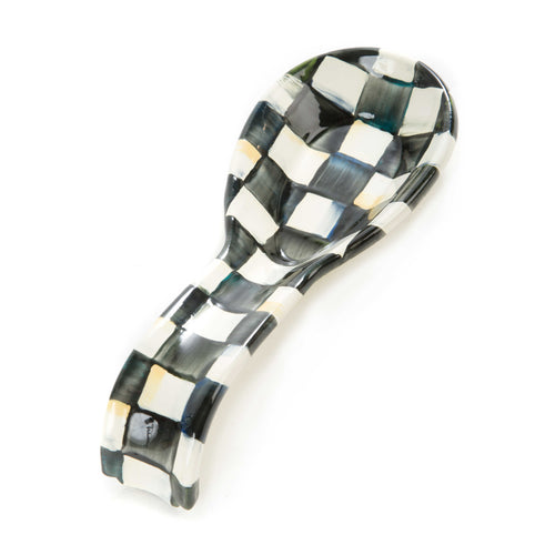 Mackenzie-Childs Courtly Check, Black and White Checked Enamel Spoon Rest