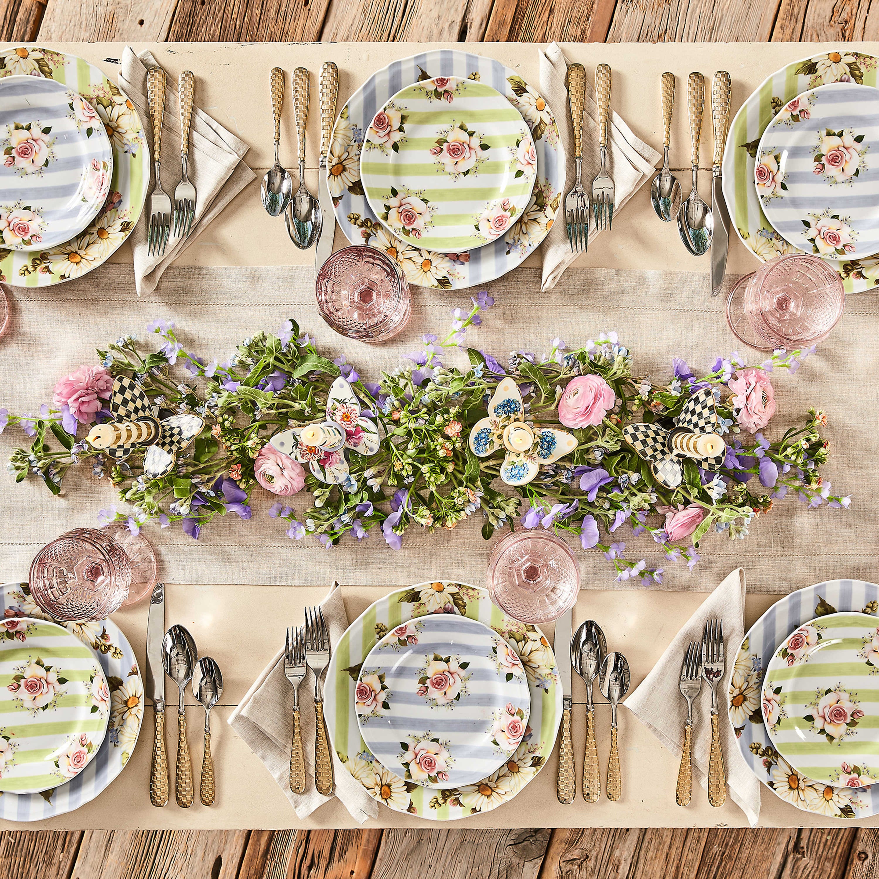 Mackenzie-Childs Wildflowers Dessert Plate - Green
