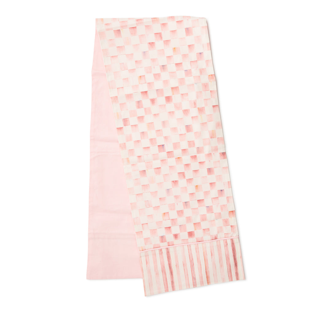 Mackenzie-Childs Rosy Check, pink and white checked table runner