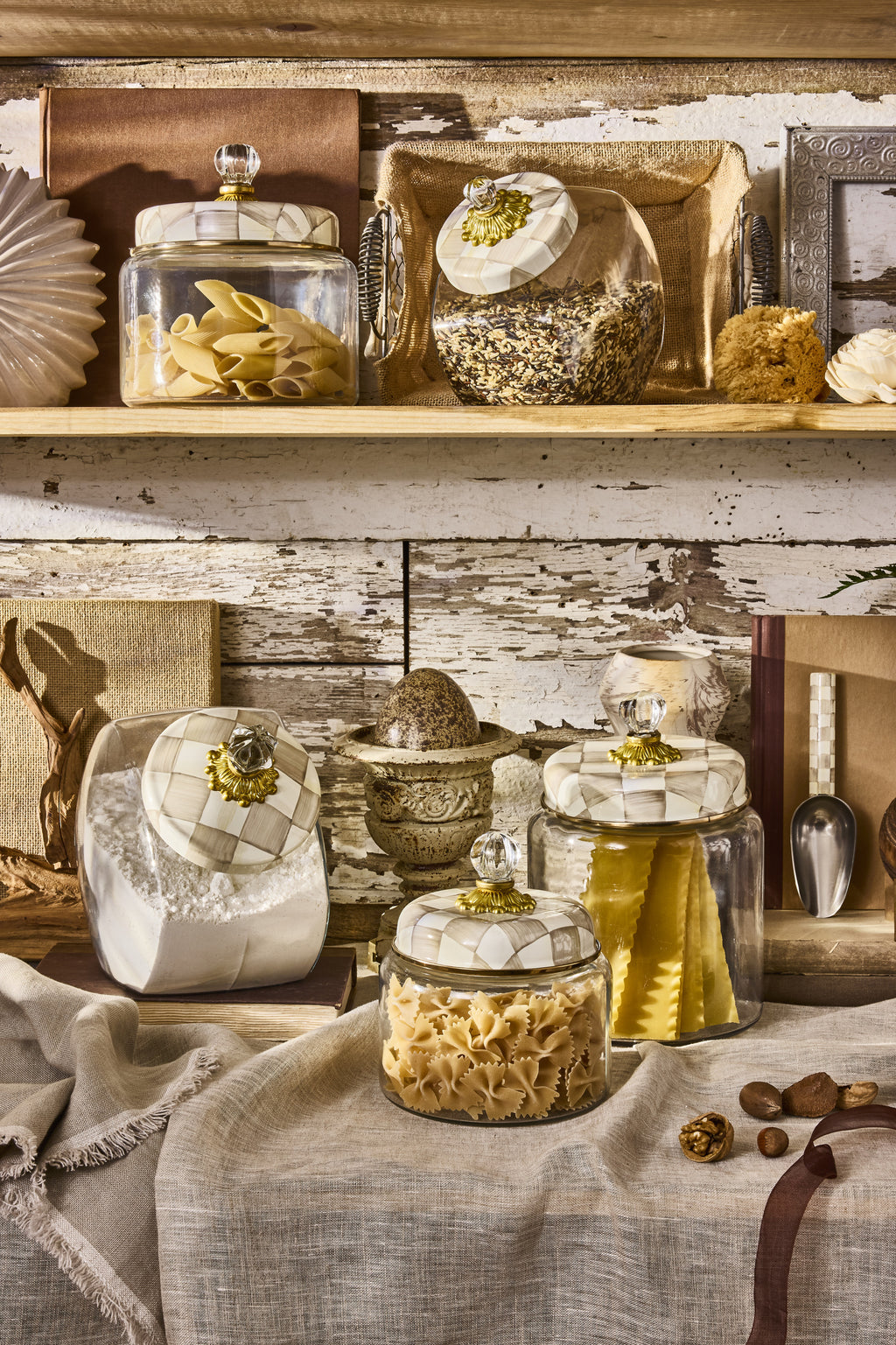 MacKenzie-Childs Mocha Check Medium Kitchen Canister